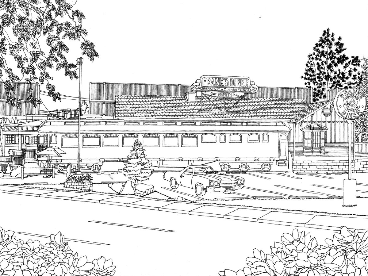 afropoofey's tweet image. @FranksDiners page #23 for The #spokanecoloringbook #spokane #spokanearts #spokaneartist @SpokaneArts