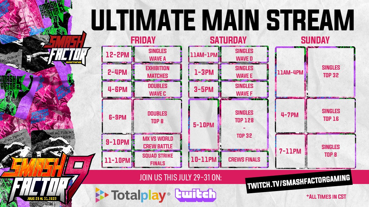 Smash Factor on Twitter "Our main stream schedule is finally here Be prepared for 3 days packed