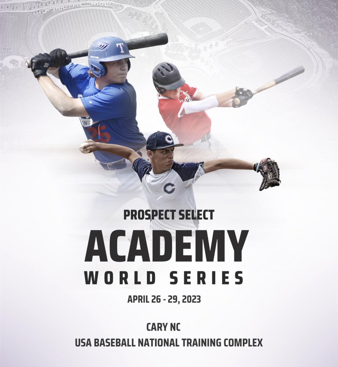 EVENT ANNOUNCEMENT

Prospect Select Academy World Series 

🏟: Cary, NC / <a href="/NTCCary/">National Training Complex</a>
📅: April 26-29
💻: FlightScope Data
📓: Scouting &amp; Social Media Coverage

-> Invite Only <- 

Request Invite ⬇️
play.ps-baseball.com/public/events/…