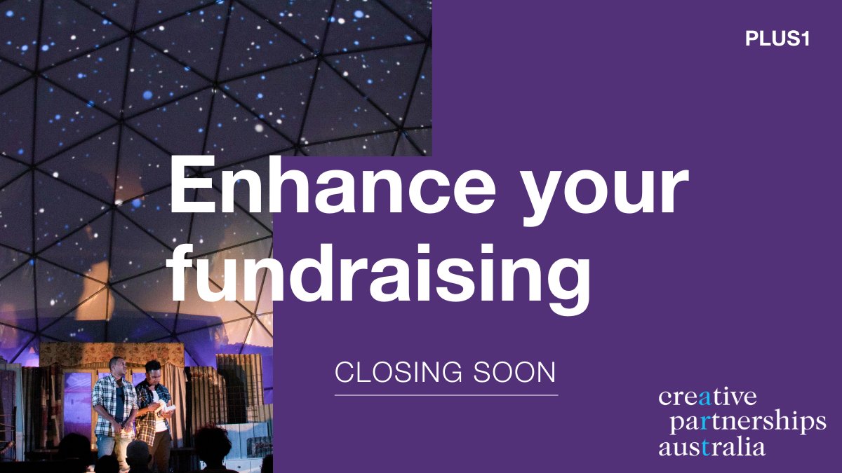 1 WEEK TO GO | Do you have questions about the Plus1 matched funding program? Head to Creative Partnerships Australia's website for all you need to apply, including FAQs, eligibility &amp; guidelines. 

Applications close next week - 4 August, 5pm AEST.
ow.ly/5BBA50JYIWX