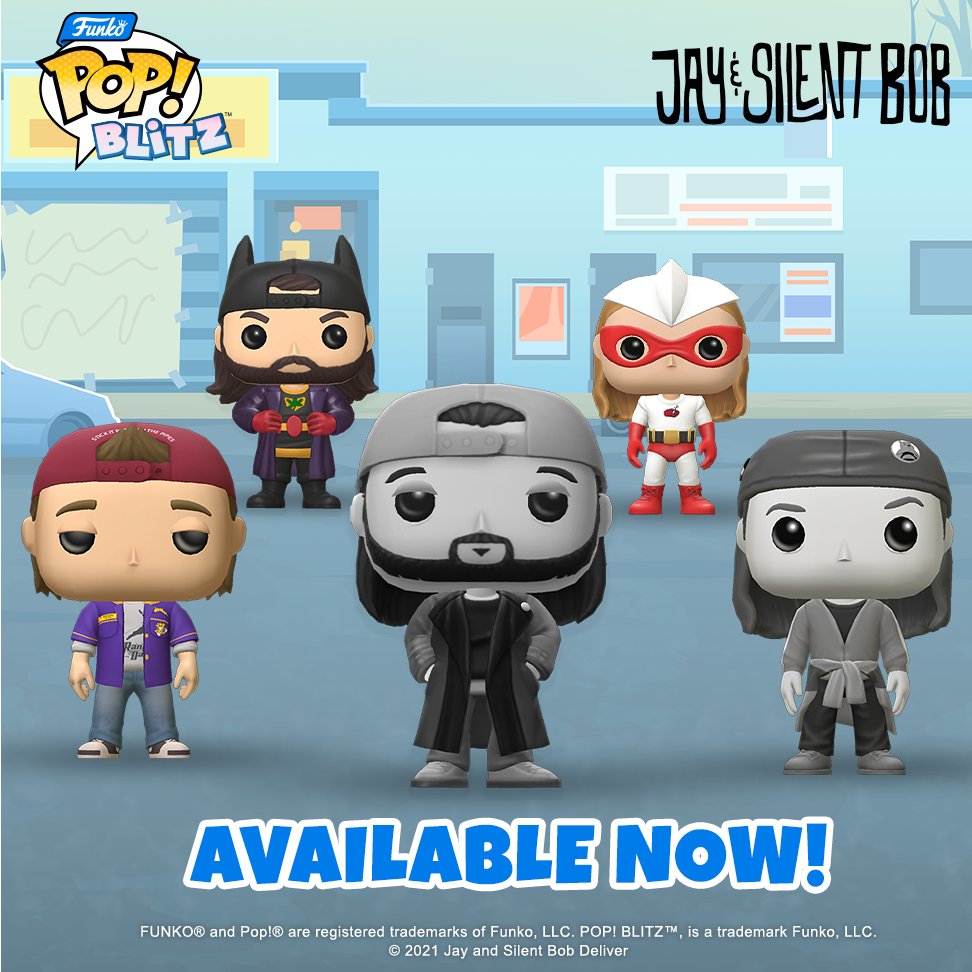 JayMewes's tweet photo. You need to turn that frown upside down because Jay & Silent Bob have arrived in this week’s Funko pop! Blitz event! Collect all 5 Pops!
Play Now! https://t.co/MGMLO2bGKC #funkopopblitz #funkopop #jayandsilentbob #kevinsmith #clerks #mobilegame https://t.co/aojuuSwmWp