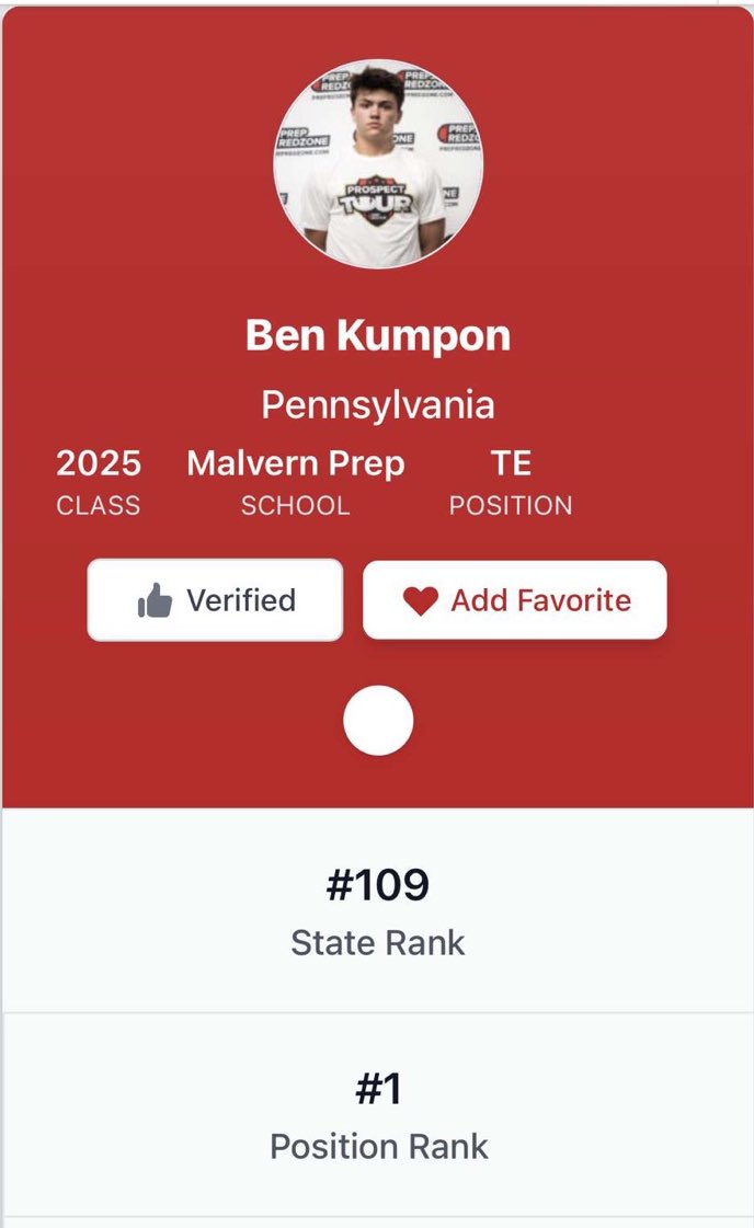 BenKumpon's tweet photo. Thank you for the ranking @PRZPAvic 
@CoachGueriera @MalvernPrepFB @MPFBRecruits https://t.co/JHhMFdQw6Z