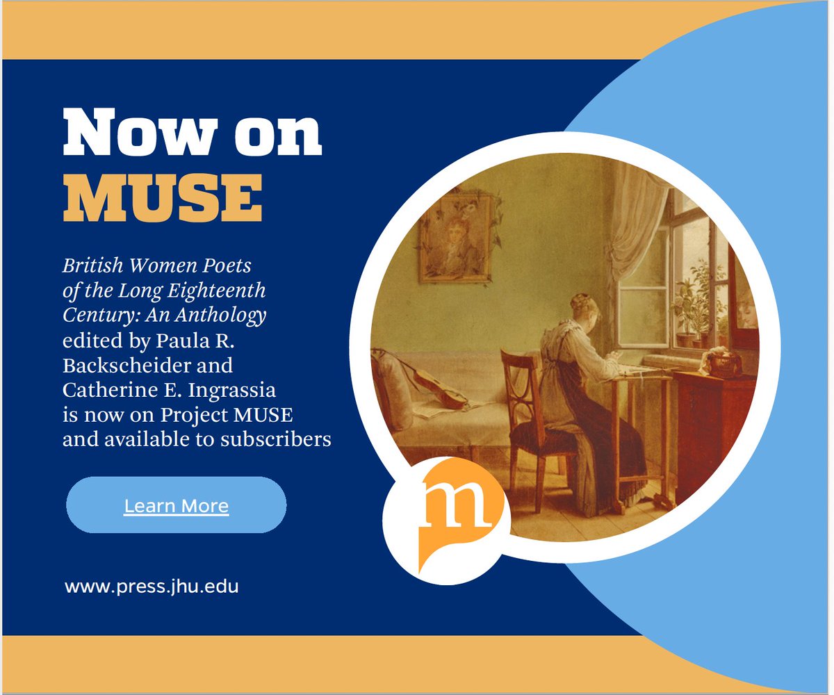 The poetry anthology of 18C Women Poets Paula Backscheider and I edited is now available on Project Muse! Think about using it for your fall classes!