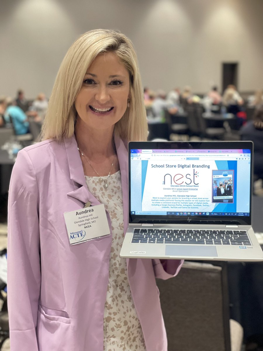 SPSCCR's tweet photo. Today at #MCEA Glendale HS marketing teacher and DECA sponsor Aundrea Hill shared ways for branding a school store across multiple media platforms. #spscte #moacte https://t.co/ROHseOmXmQ