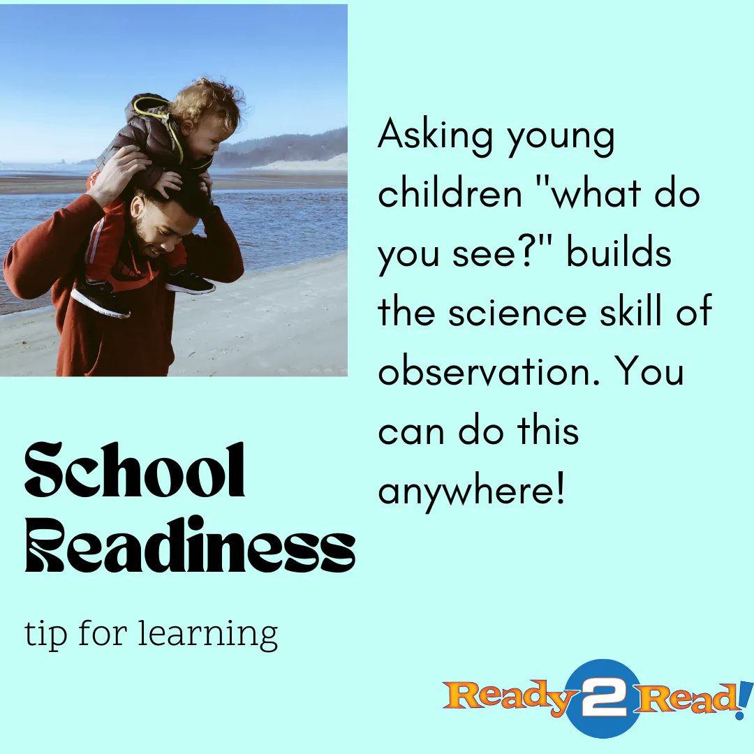 MTStateLibrary's tweet image. School Readiness Tip: "Asking young children "what do you see?" builds the science skill of observation. You can do this anywhere-- in nature, while driving, or while shopping. To keep their observations going, follow up with "tell me more."' #schoolreadiness #scienceskills