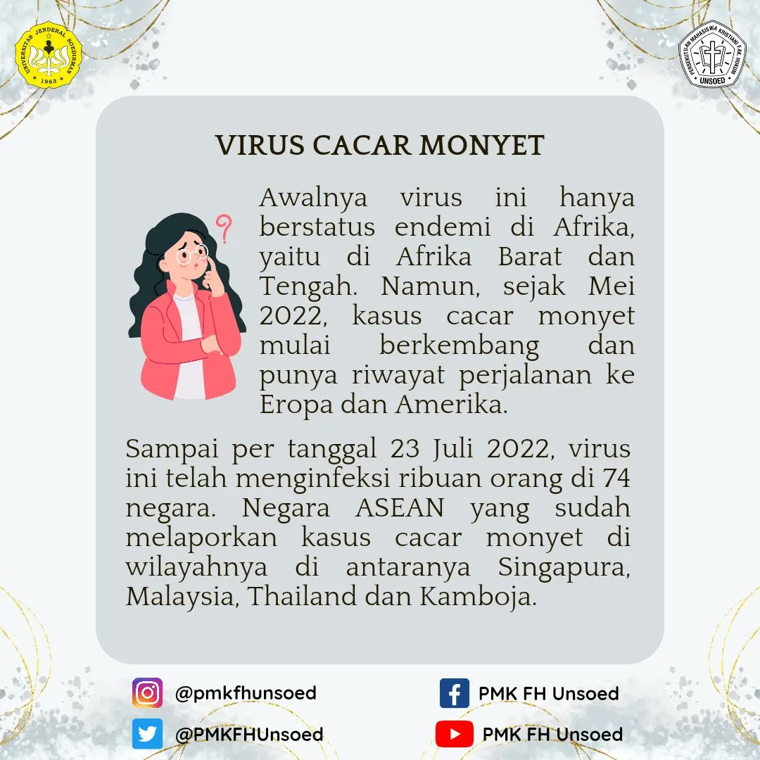 PMKFHUnsoed's tweet photo. Virus Cacar Monyet, Virus yang Kini Ditetapkan Menjadi Darurat Kesehatan Global

Sumber :
https://t.co/ObcSZ5F3Ef
https://t.co/gMf8vAQAZe

#satudalampmk https://t.co/v0ekib6pDz