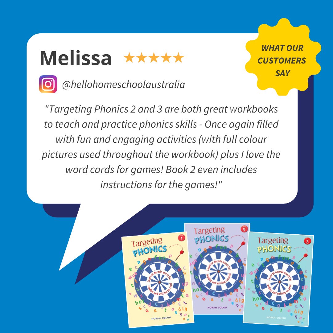 PressPascal's tweet image. Click here to read this great review on our Targeting Phonics activity books from one of our happy customers, Melissa (hellohomeschoolaustralia on Instagram). ⭐ hubs.li/Q01hrFM20
#pascalpress #pascal #press #review #homeschool #targeting #phonics