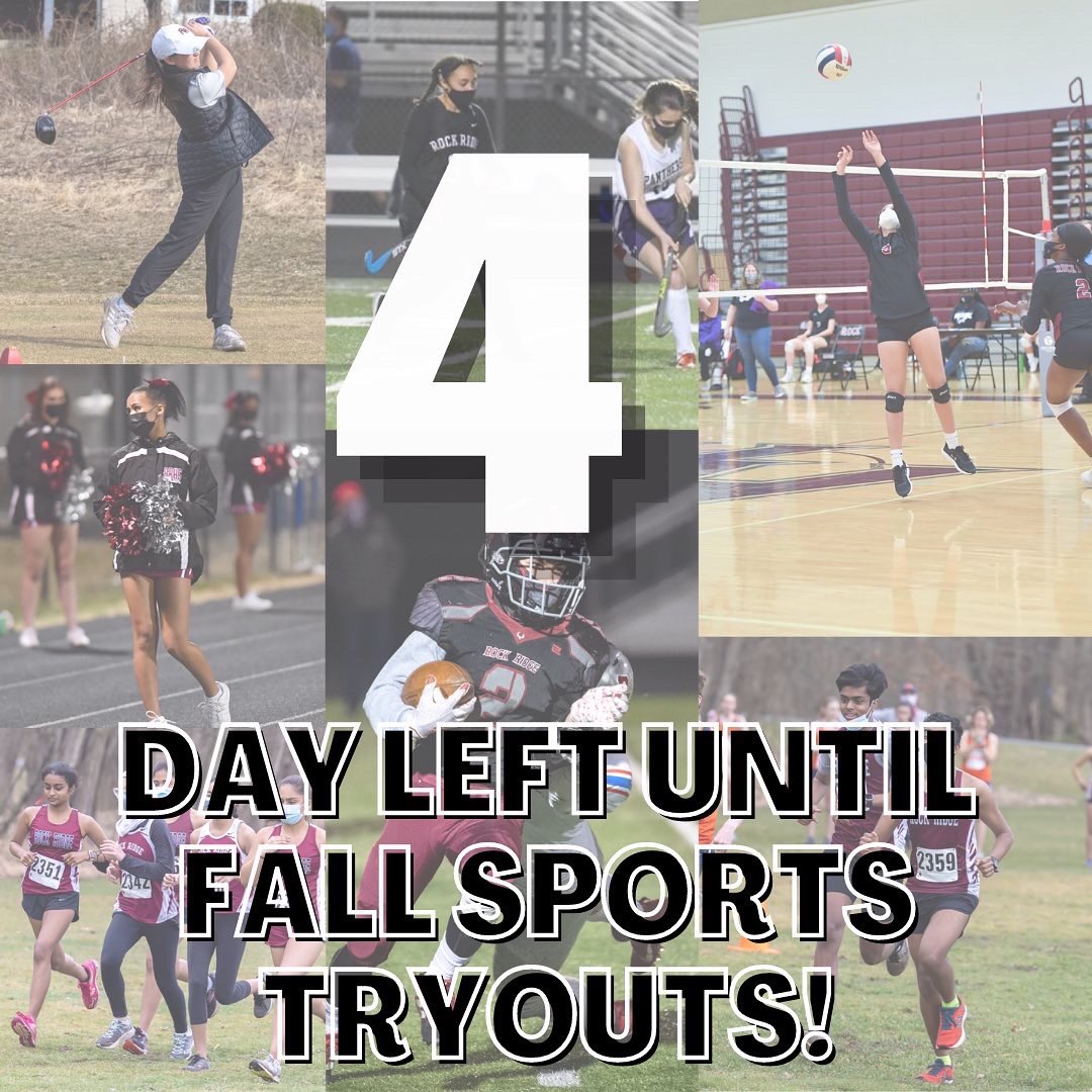AthleticsRR's tweet photo. 🔥🔥 Fall Sports Tryouts! 🔥🔥

 4️⃣ days left until fall sports tryouts begin!

Swipe ➡️ to see some 🚨 important information🚨 including our NEW website and when you can drop off your physical and check registration before tryouts. 

🔥📣🏈🏑⛳️🏃🏻‍♀️🏃🏽🏐🔥 https://t.co/HDBhF9cyGF