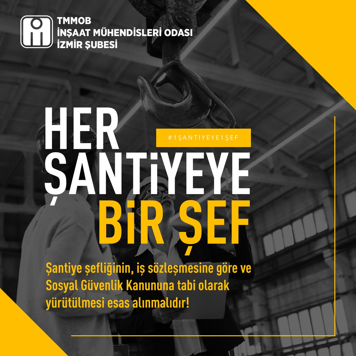 📣 Şantiye şefliğinin, iş sözleşmesine göre ve Sosyal Güvenlik Kanununa tabi olarak yürütülmesi esas alınmalıdır!
#herşantiyeyebirşef 
#1şantiyeye1şef