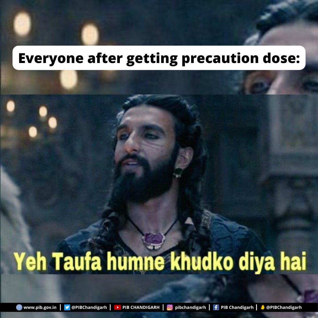 PIBChandigarh's tweet photo. As part of the #AzadiKaAmritMahotsav celebration, don't deprive yourself of #FreeBoosterDose because #YourSafetyIsPriceless.
@MoHFW_INDIA #RanveerSingh @RanveerOfficial https://t.co/drsY7bnoDj