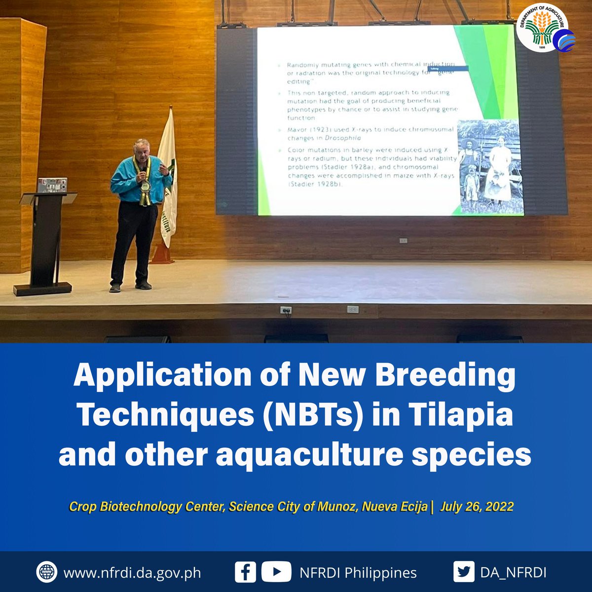DA_NFRDI's tweet photo. Dr. Rex Dunham, a world-renowned fish geneticist and a fellow of the World Aquaculture Society from Auburn University, presented his work on the Developments in CRISPR/Cas9 Gene Editing in Catfish and Regulations in Gene-Edited Fish.
#fisheriesbiotechnology
#NFRDIinAction https://t.co/Et7JfRtM2f