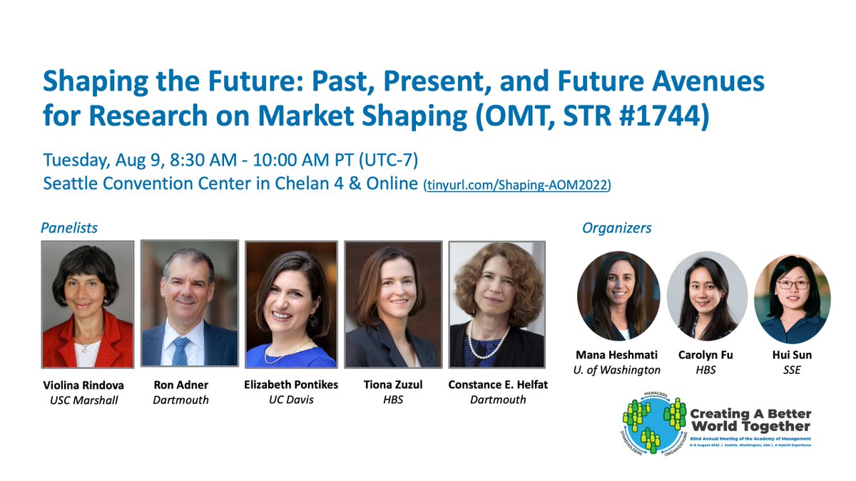 Hui Sun (@huisunsh) on Twitter photo Curious about how firms engage in shaping strategies? Come and join us at the symposium "Shaping the Future: Past, Present, and Future Avenues for Research on Market Shaping" at @AOMConenct Seattle. For more info, check out tinyurl.com/Shaping-AOM2022. Sponsored by <a href="/AOM_OMT/">OMT Division</a> <a href="/AOM_STR/">STR - Strategic Management Division</a> Curious about how firms engage in shaping strategies? Come and join us at the symposium "Shaping the Future: Past, Present, and Future Avenues for Research on Market Shaping" at @AOMConenct Seattle. For more info, check out tinyurl.com/Shaping-AOM2022. Sponsored by <a href="/AOM_OMT/">OMT Division</a> <a href="/AOM_STR/">STR - Strategic Management Division</a>