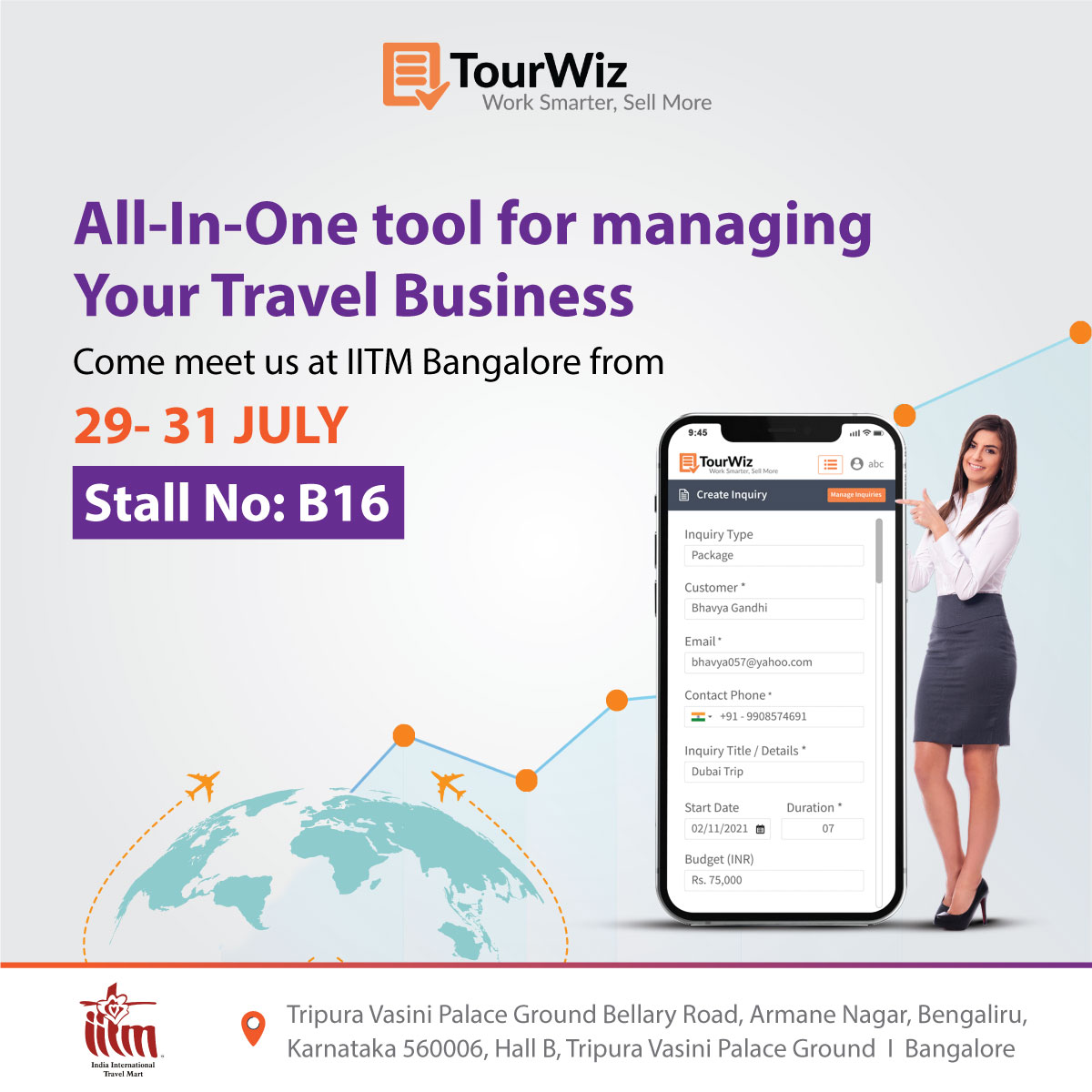 tourwizonline's tweet photo. Meet us at India's premier Exhibition for travel, tourism, hospitality, leisure & other industries.
@iitmindia Stall-B16
On 29th-31th July 2022.
#exhibition #travelagent #travel #travelexhibition #travelexhibition #TravelTrade #tourism #travel #IITM #travelmart #IITMIndia https://t.co/s5rVUCpVVw