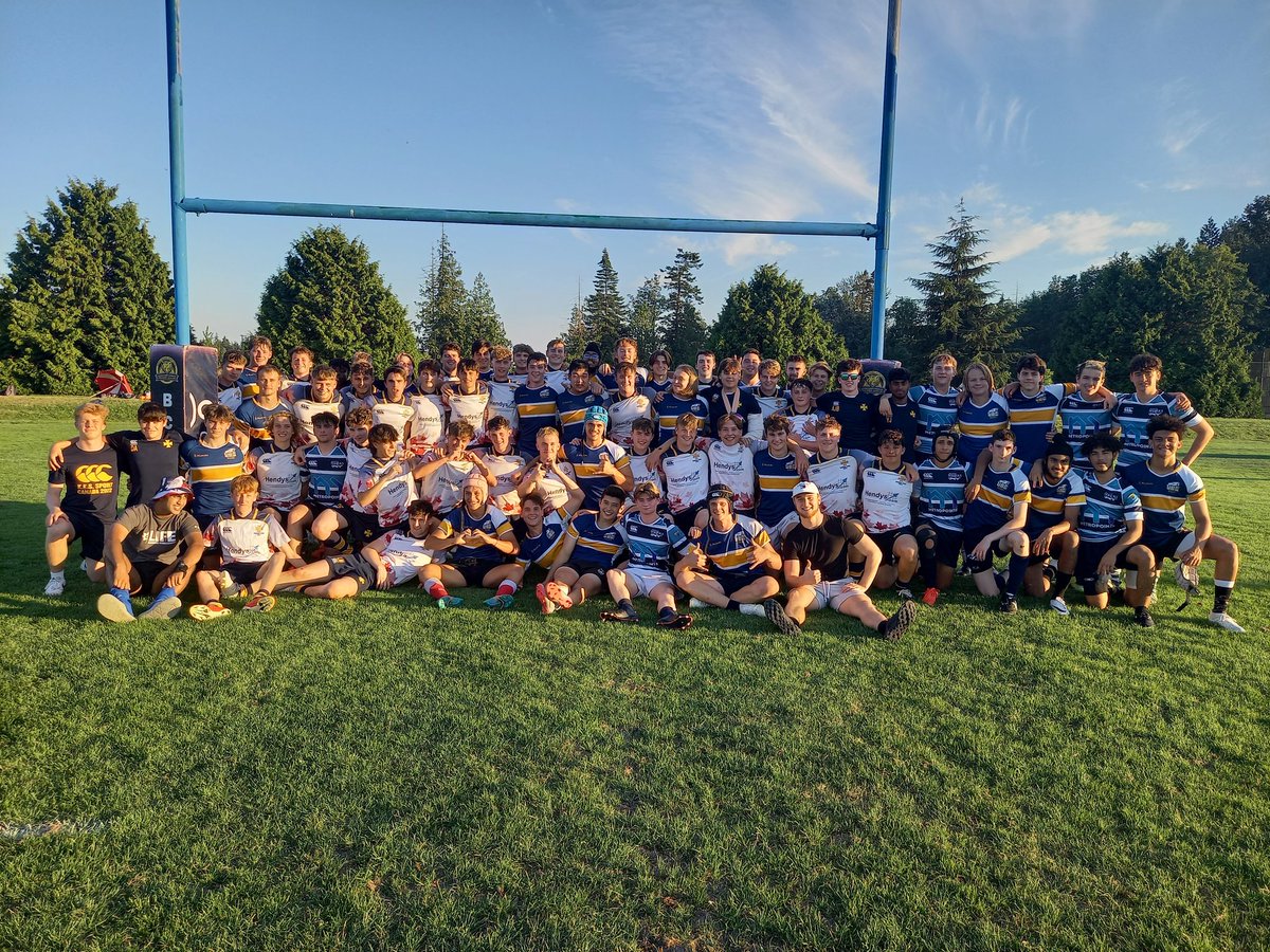 KES_SportsDept's tweet photo. #CAN22 Day 11: an outstanding performance in our final fixture vs @BaysideSharks and UBC Academy leads to a hard-fought, undefeated tour. Thank you so much for the hospitality, Canada, you've been amazing. Farewell also to the Yr13s who made their final appearances! 🌞🏔🏉🇨🇦🔵🟡 https://t.co/SsQPPiFgTS