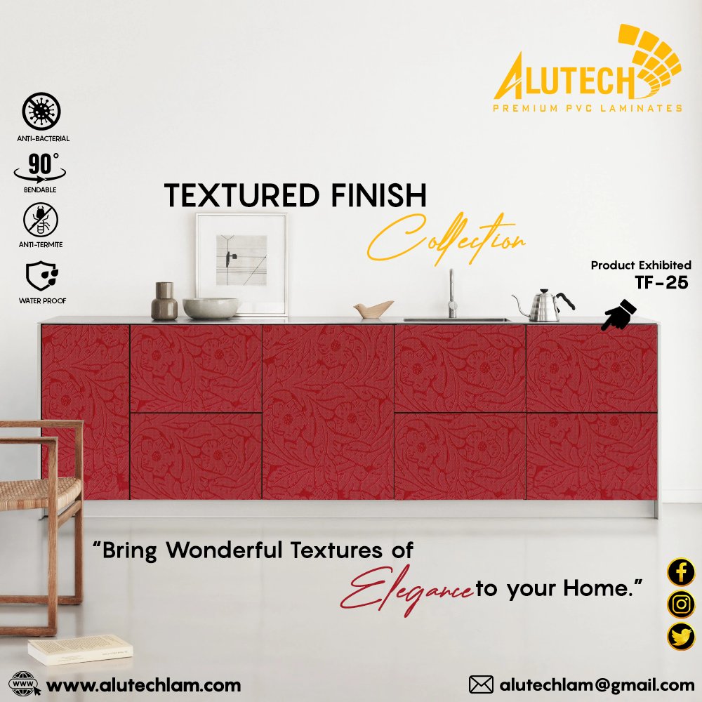 "Bring Wonderful Textures of Elegance to your Home."
TEXTURED FINISH Collection!!
*
**
***
FOR MORE INFO VISIT US AT : alutechlam.com OR DROP YOUR QUERY AT: alutechlam@gmail.com 
#alutech #alutechpvc #alutechpvclaminates #laminates #home #homedecor #dream #dreamhouse