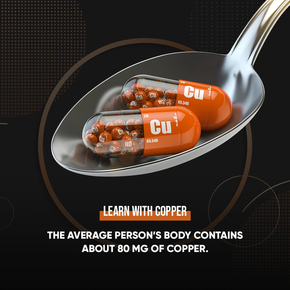 IAmCopper_Hi's tweet photo. Adults have 50 and 80 milligrams (mg) of copper in their body, mostly in muscle and the liver. Copper helps make melanin, bone and connective tissue.
#copper #iamcopper #metal #vedanta #copperindia #book #didyouknow https://t.co/byiqTwg85X