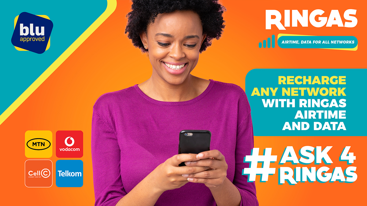 Ringas_SA's tweet photo. We make it easy for you to stay connected and connect your loved ones. Get a voucher for yourself or a loved without specifying the network. Get your #Ringas voucher today from any Blu Approved outlet. 

#Ask4Ringas #RingasAirtime #RingasData #StayConnected #MadeForTalk https://t.co/P8lGitiu2Z