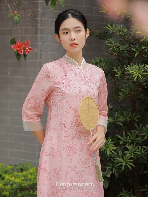 Chinese Improved Green Cheongsam Dress Women - Hanfumodern