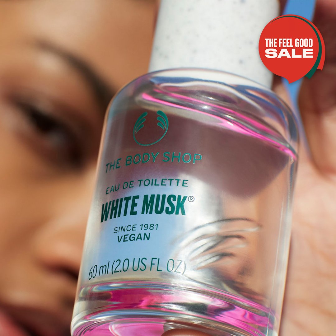 TheBodyShopIND's tweet photo. Empowering, Unstoppable, Long lasting- that's our #WhiteMusk #EauDeToilette for you😍And an extra little good news for you: These skin-loving treats & more are now available with a up to 50% OFF with #TheFeelGoodSale. Shop: https://t.co/Lg9g9krREq
#FeelGood #Sale #EDT #TBSInd https://t.co/RWWuXqNwBJ