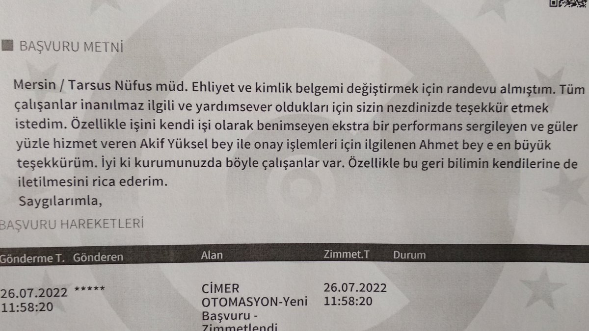 Personelimiz Akif Yüksel ve Ahmet Kemal Gök özelindeki teşekkür, işini seven ve saygıyla yapan, 2019 yılında Tarsus'un insan haklarına en saygılı kurumu seçilen tüm personelimizedir.<a href="/suleymansoylu/">Süleyman Soylu</a>  <a href="/g_tarsus/">T.C. Tarsus Kaymakamlığı</a> <a href="/sefikaygol/">Şefik AYGÖL</a>  <a href="/Ahmetgo96139384/">Ahmetgokturk</a>