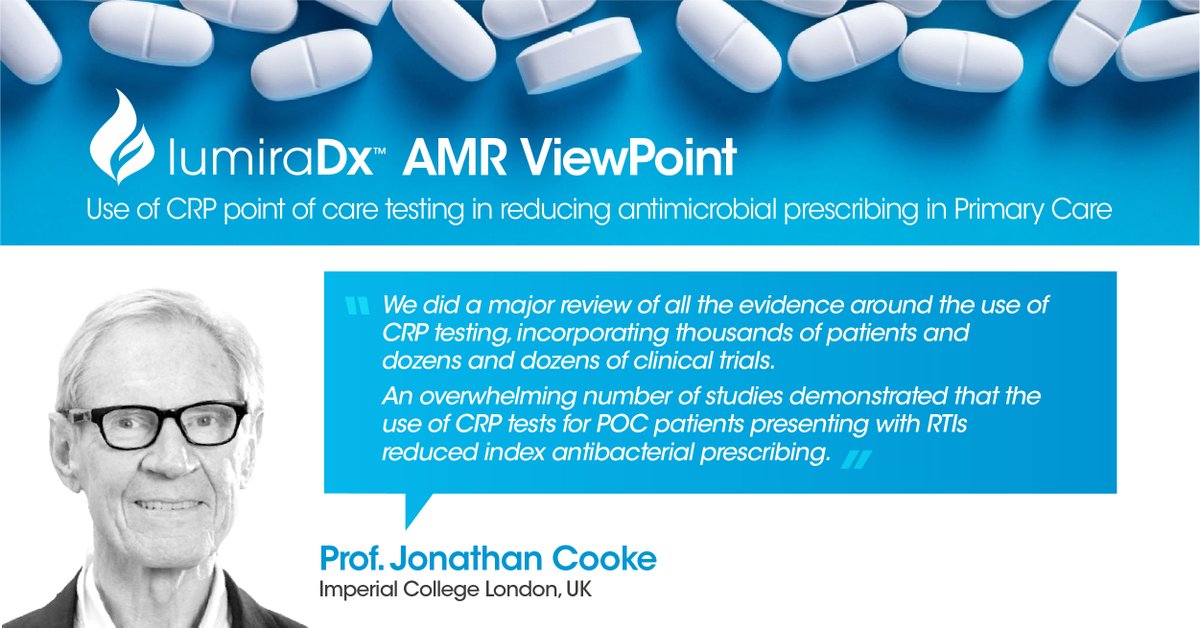 In a recent @HealthEuropa article Prof Jonathan Cooke, discusses the fight against #AMR and reviews the evidence around #POCT #CRP testing to help reduce antibiotic prescribing. More information at go.lumiradx.com/3zF32la #AMRViewPoint