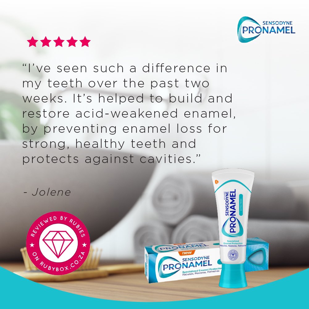 rubybox_beauty's tweet photo. Feel like your teeth feel sensitive and damaged from enamel erosion and you simply want to protect and rebuild your teeth? Have you tried Sensodyne Pronamel?
#rubyboxsensodynepronamel #hellopronamel #goodbyeweakenedenamel #iswhatyoueateatingyourenamel #sensodynepronamel https://t.co/dCQNGLDazz
