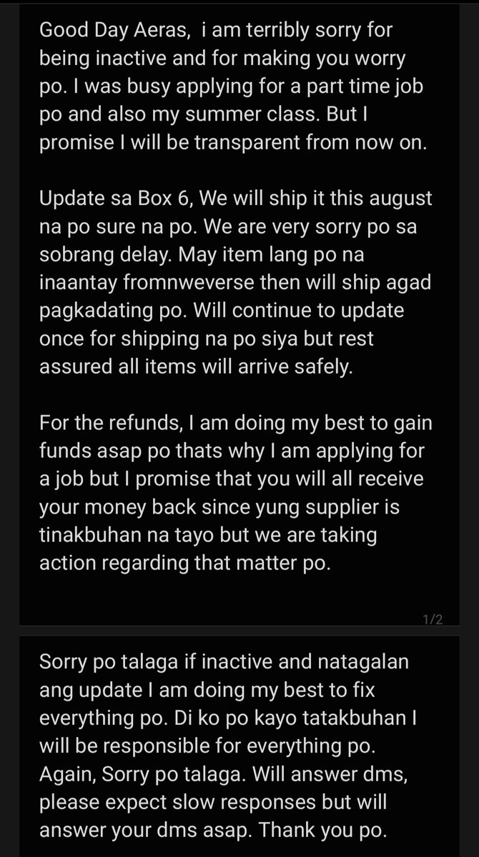 aeris_ph's tweet photo. [ #aerisph_UPDATE ]

Sure na po na masship yung box 6 this august po. Sorry po talaga sa delay. https://t.co/tJJRgVsjr4