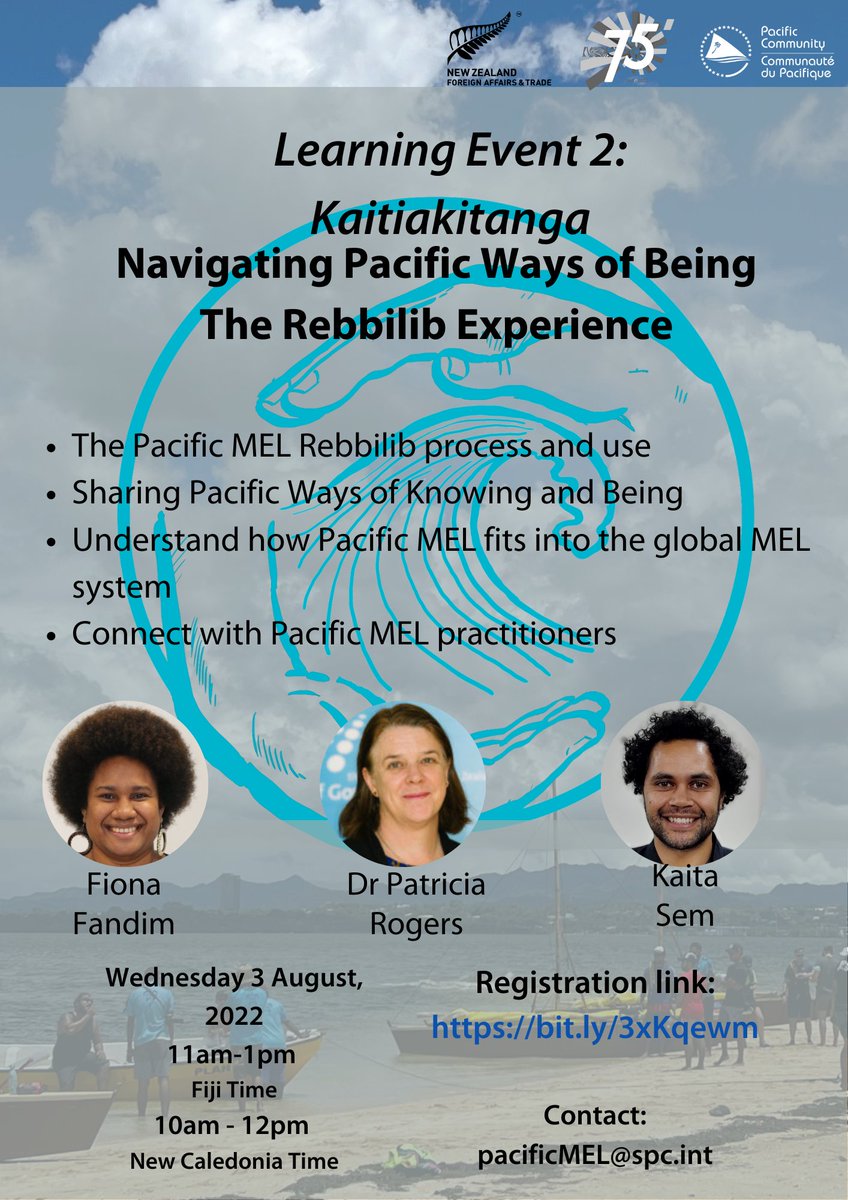 FandimFiona's tweet photo. Learning Event Alert!
Working in Monitoring, Evaluation, Learning in the Pacific? Do join us for a learning event on Kaitiakitanga - Navigating Pacific Ways of Being. The Rebbilib (roadmap) Experiences. Register here https://t.co/N2Zuvs1isI https://t.co/P7mRx2U4Pa