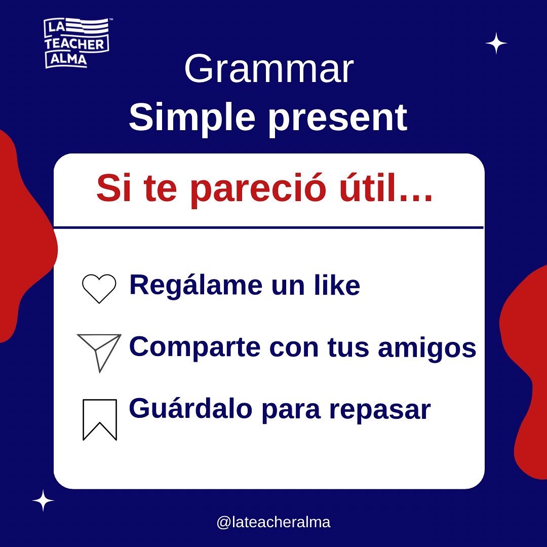 lateacheralma's tweet photo. Repasemos la lección de ayer
#simplepresenttense #ingles #inglesonline #inglés #inglésonline #inglesfacil #inglésfácil #grammar https://t.co/tGg8TdX7rF