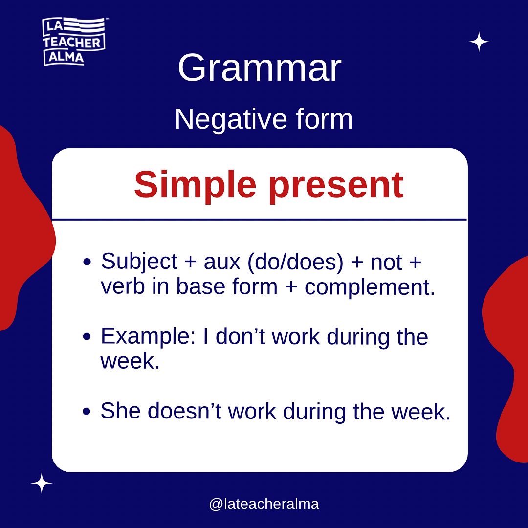 lateacheralma's tweet photo. Repasemos la lección de ayer
#simplepresenttense #ingles #inglesonline #inglés #inglésonline #inglesfacil #inglésfácil #grammar https://t.co/tGg8TdX7rF