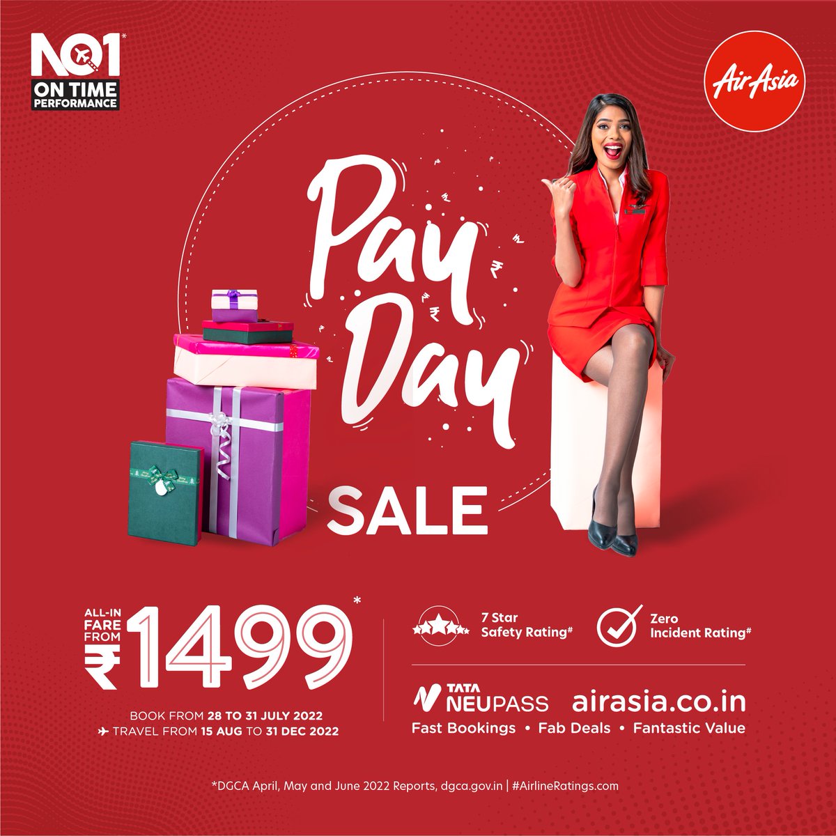 AirIndiaX's tweet photo. Ka-ching! 🤑

It’s time to treat yourself to those long-due travel plans with AirAsia India’s #PayDaySale fares starting from ₹1499! Book now till 31 July for travel from 15 August to 31 December 2022 on https://t.co/4gF7kebVg3! #Hi5Performance https://t.co/PFjBY1zsOl