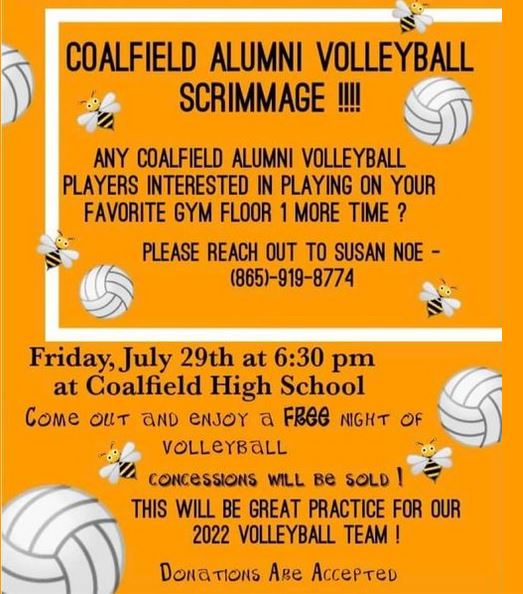 CoalfieldStats's tweet photo. It's the battle of the young guns against the sage wisdom of the alumni. Friday night at CHS! Don't miss it! #CHSVolleyball #DigSetSpike https://t.co/4CPMKQWeC3