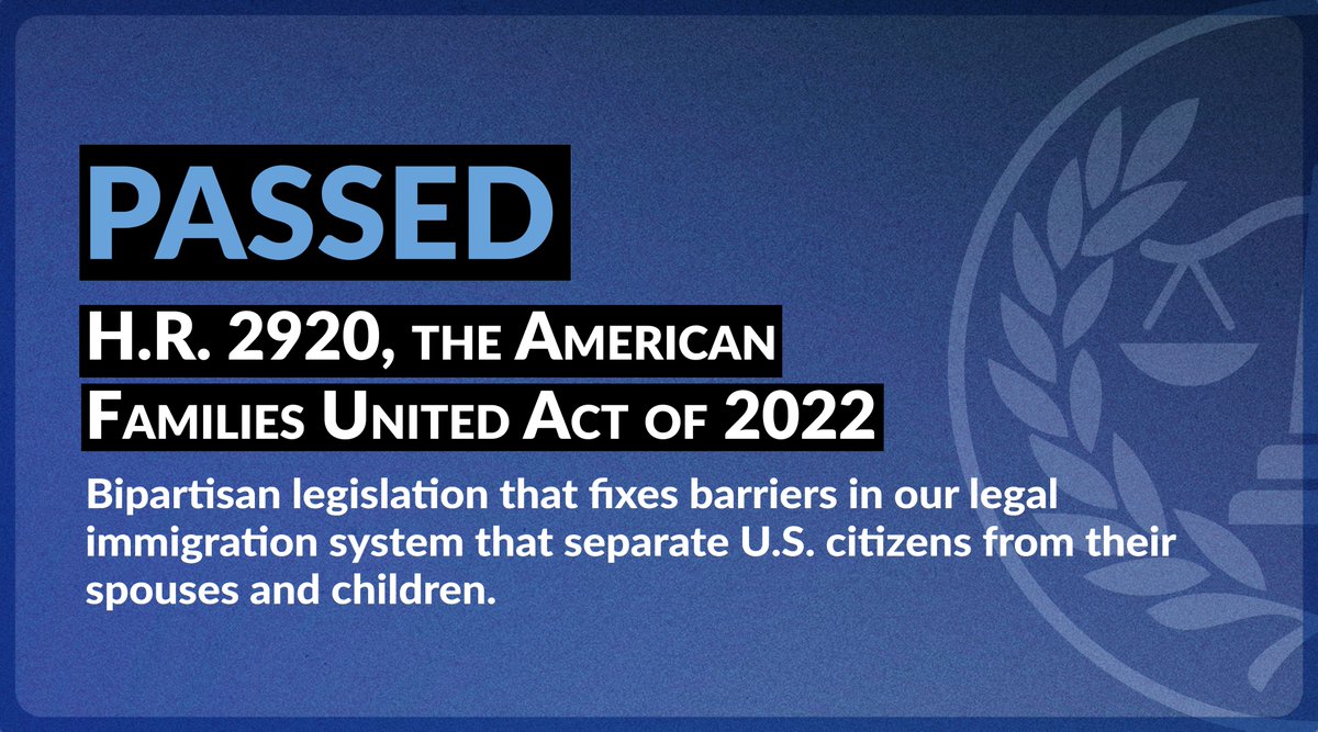 House Judiciary Dems (@housejudiciary) on Twitter photo 🚨🚨🚨 BREAKING: <a href="/HouseJudiciary/">House Judiciary Dems</a> has PASSED H.R. 2920, the American Families United Act of 2022. 🚨🚨🚨 BREAKING: <a href="/HouseJudiciary/">House Judiciary Dems</a> has PASSED H.R. 2920, the American Families United Act of 2022.