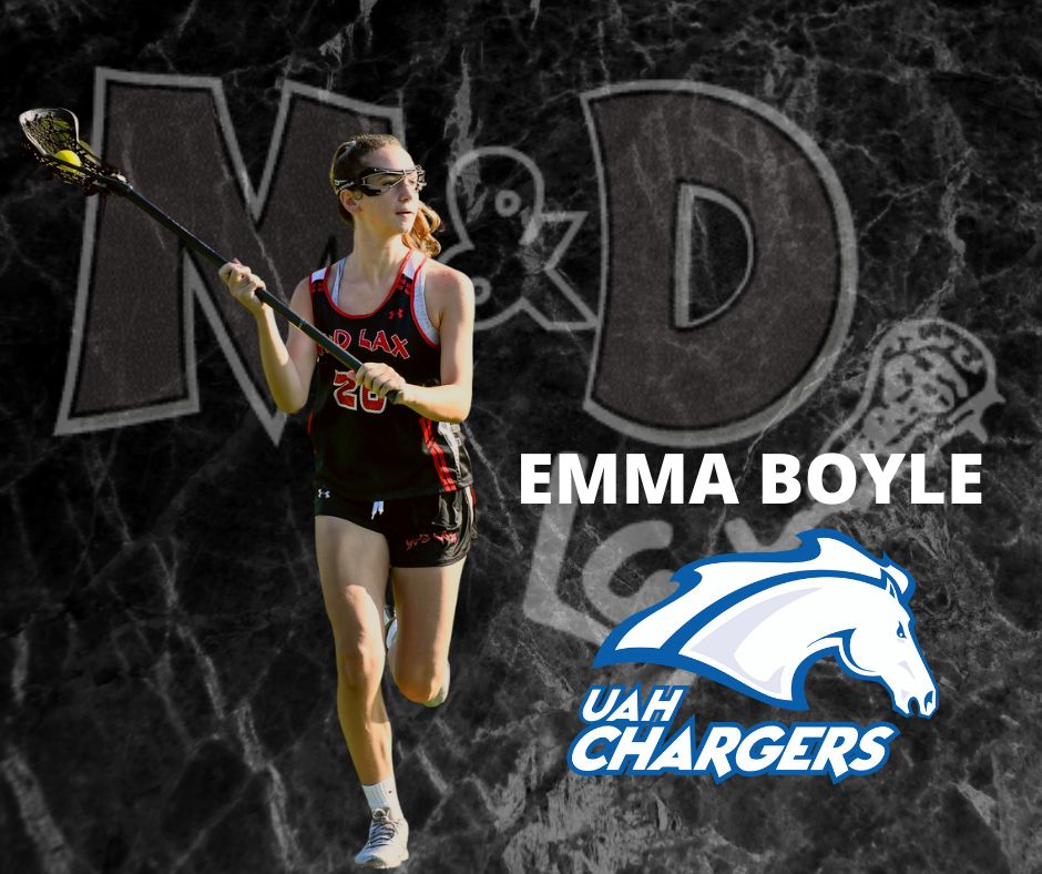M&D Lacrosse Club (@mndlaxclub) on Twitter photo Congratulations to defender/midfielder Emma Boyle, M&D 2023 Red (Severna Park High School <a href="/SPHSAthletic/">Severna Park High Athletics</a>), on her commitment to the University of Alabama Huntsville <a href="/UAHChargers/">UAH Chargers</a>! Congratulations to defender/midfielder Emma Boyle, M&D 2023 Red (Severna Park High School <a href="/SPHSAthletic/">Severna Park High Athletics</a>), on her commitment to the University of Alabama Huntsville <a href="/UAHChargers/">UAH Chargers</a>!