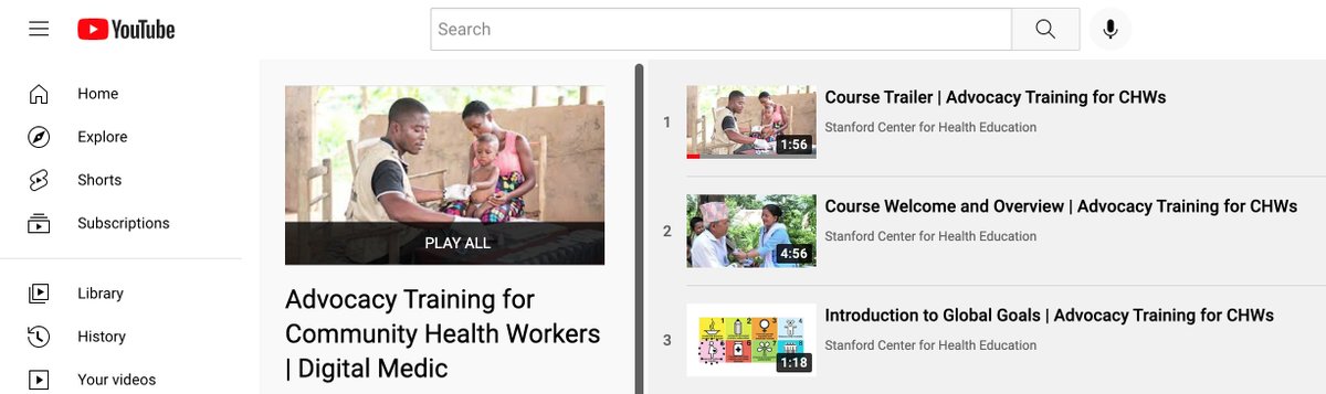 Pick your platform! All videos from the Advocacy Training for #CommunityHealthWorkers course are now available on YouTube: youtube.com/playlist?list=…

You can also enroll today at chwadvocates.app or find the course on the <a href="/Digital__MEdIC/">Digital Medic (Expired Handle - Use @DM_Stanford)</a> app! #CHWAdvocates