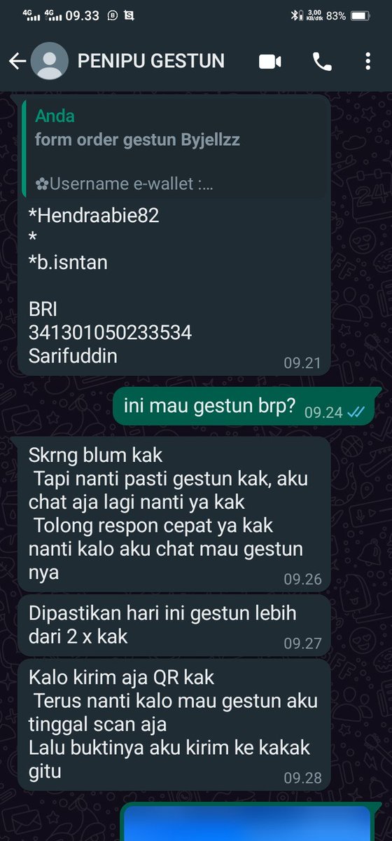 zyxxlvvj's tweet photo. THREAD PENIPU GESTUN
NO WA 089676766775
BRI 341301050233534
Sarifuddin
Ini ga thread panjang" kok, karna emg udah lsg ketauan dr getcontactnya jadi aku belum kena
Cuma buat ba gestun lain ti ati aja ya modusnya mintain qr 
#penipu #penipugestun #zonauang #zonaba https://t.co/cSNgewKX6B