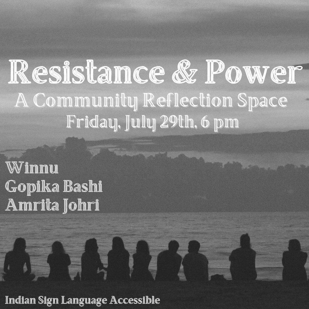 GatherSisters's tweet photo. Join our series finale for a community reflection on Resistance &amp; Power. Is power our capacity to have our needs met? Or our ability to produce or prevent change? Come share/listen!

Guest:https://t.co/RfitFm0HCb
Hosts:@gopikabashi &amp; @johriamrita 
Register:https://t.co/BEn0uhyFOF https://t.co/jikxxU9W5U
