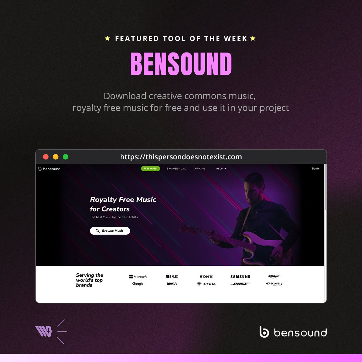 webteractive's tweet image. Featured Tool of the Week 🌟

Download Royalty Free Music for YouTube, social media, films, advertising, and Only high quality royalty free music tracks.

🔗 bensound.com 

#webteractive #featuredtool #tools #bensound #freemusic #royalmusic #featuredoftheweek