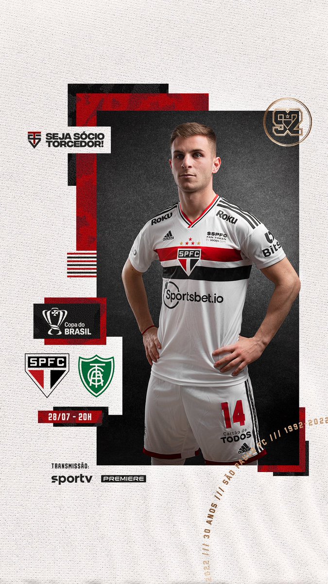 SaoPauloFC's tweet photo. Hoje começa a luta por uma vaga nas semifinais da @CopadoBrasil! Todos ao Morumbi, é #DiaDeTricolor!

⚽️ São Paulo x América-MG
🏟 Morumbi
⏰ 20h
🏆 Copa do Brasil

📺 SporTV e Premiere
🎙 SPFCtv

➡️ Ingressos: https://t.co/WhCWQotMbf

#VemProMorumbi
#VamosSãoPaulo 🇾🇪 https://t.co/GJnsc5DGDG