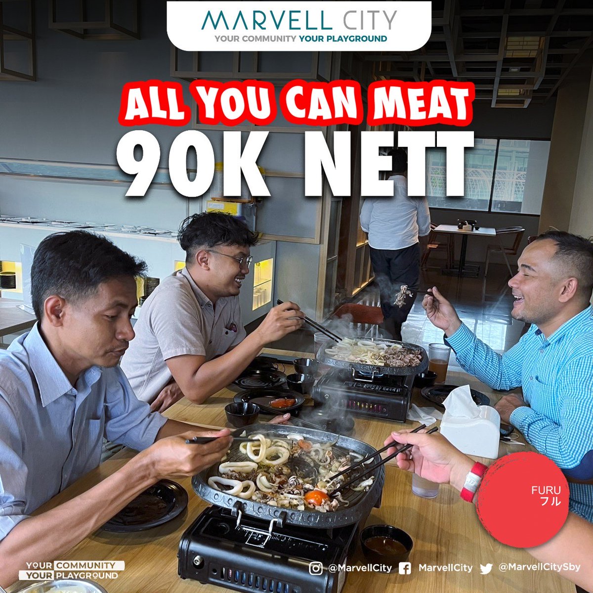 eventsurabaya's tweet photo. PROMO!!
All You Can Meat just 90k Nett cuma di @/furu.ayce yukk cus merapat guys di Alfrsco LT Ground Marvell City mall
#mallsurabaya #marvellcitymallsurabaya #kulinersurabaya #ayce #allyoucaneat #promosurabaya https://t.co/iPvKUpx8YC
