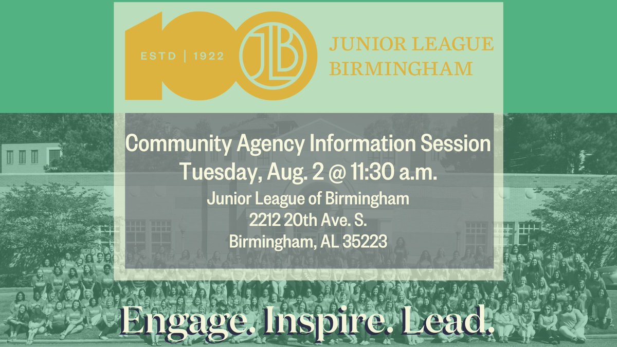 Are you a community agency interested in partnering with the Junior League of Birmingham and our nearly 2,000 trained volunteers? Attend our agency information session Tuesday. More information, including the community project application, on our website: lnkd.in/e46gGEN