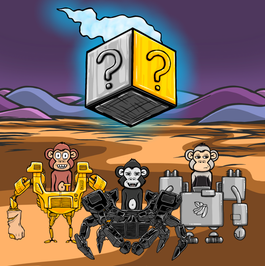 mecha_monkeys's tweet photo. LESS THAN 2 DAYS until the Mystery Boxes open for the Mecha Monkeys! The powerful items inside will help on their journey.

https://t.co/xtc7Op5Aas

#mecha #mechamonkeys #secondaryreveal #mysterybox #mystery #whatsinside https://t.co/h0TwQvhOdu