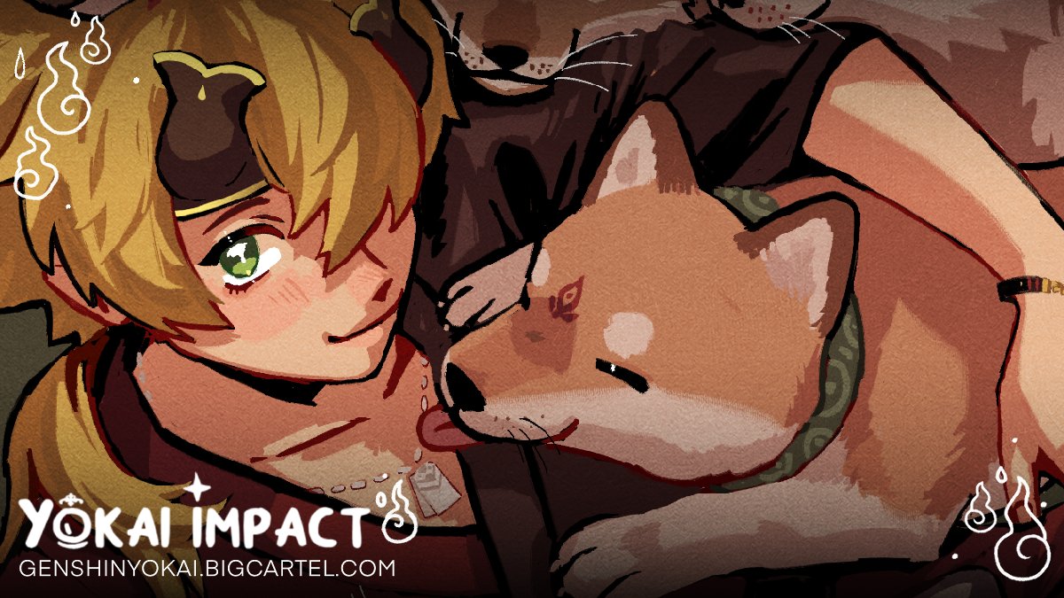 a little close up of the thoma print i made for <a href="/giyokaizine/">Yokai Impact | ARCHIVED</a> 😌🐶

only a few days left for preorder >< !!!!! 
genshinyokai.bigcartel.com