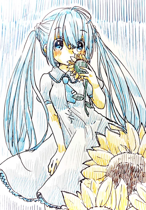 ひまわりとミクさん 
