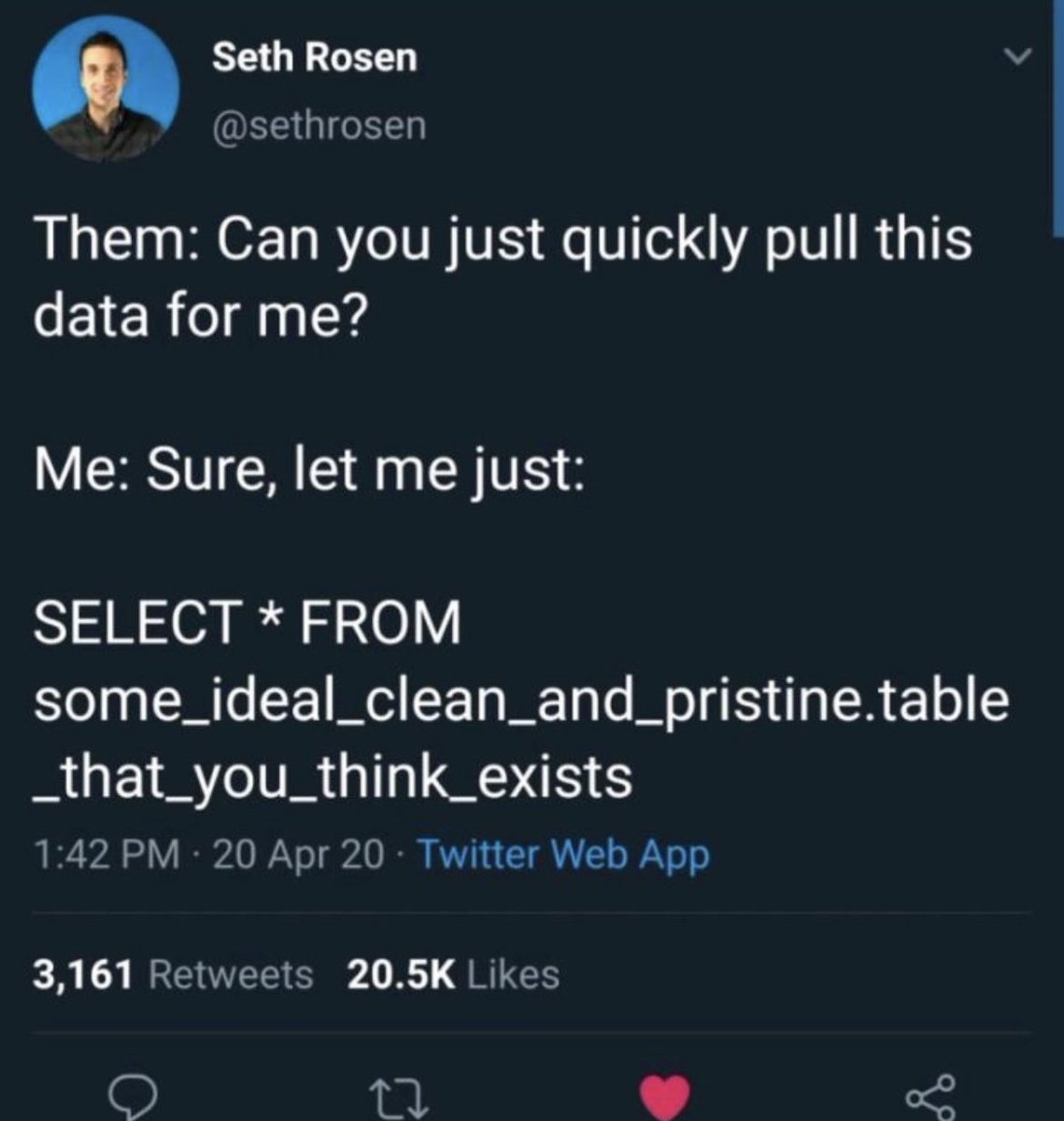 sykeenajackson's tweet photo. Iโm a whole #nerd and find this super funny! ๐ #datageek #truethough #DataScience #DataAnalytics https://t.co/hCkSdDJMkj