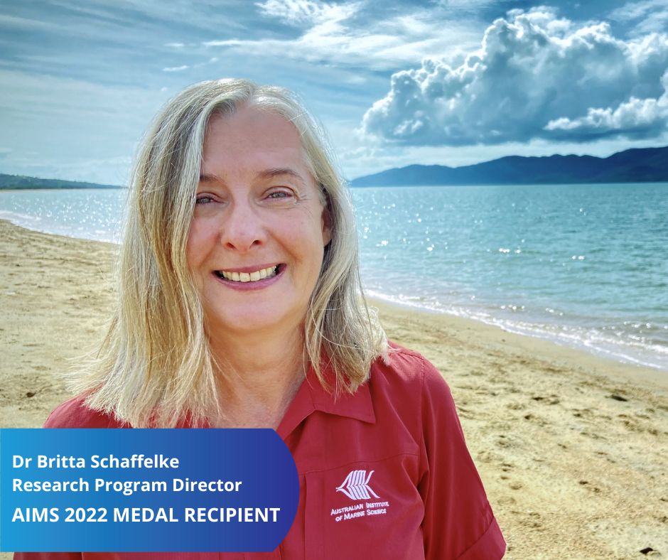 Congratulations to Dr Britta Schaffelke - 2022 AIMS Medal recipient 👏 Dr Schaffelke receives the medal in recognition of her impact to the Australian & international science community, mentorship & as a leader for gender equity at AIMS & beyond. More: ow.ly/J2G750K5YCj