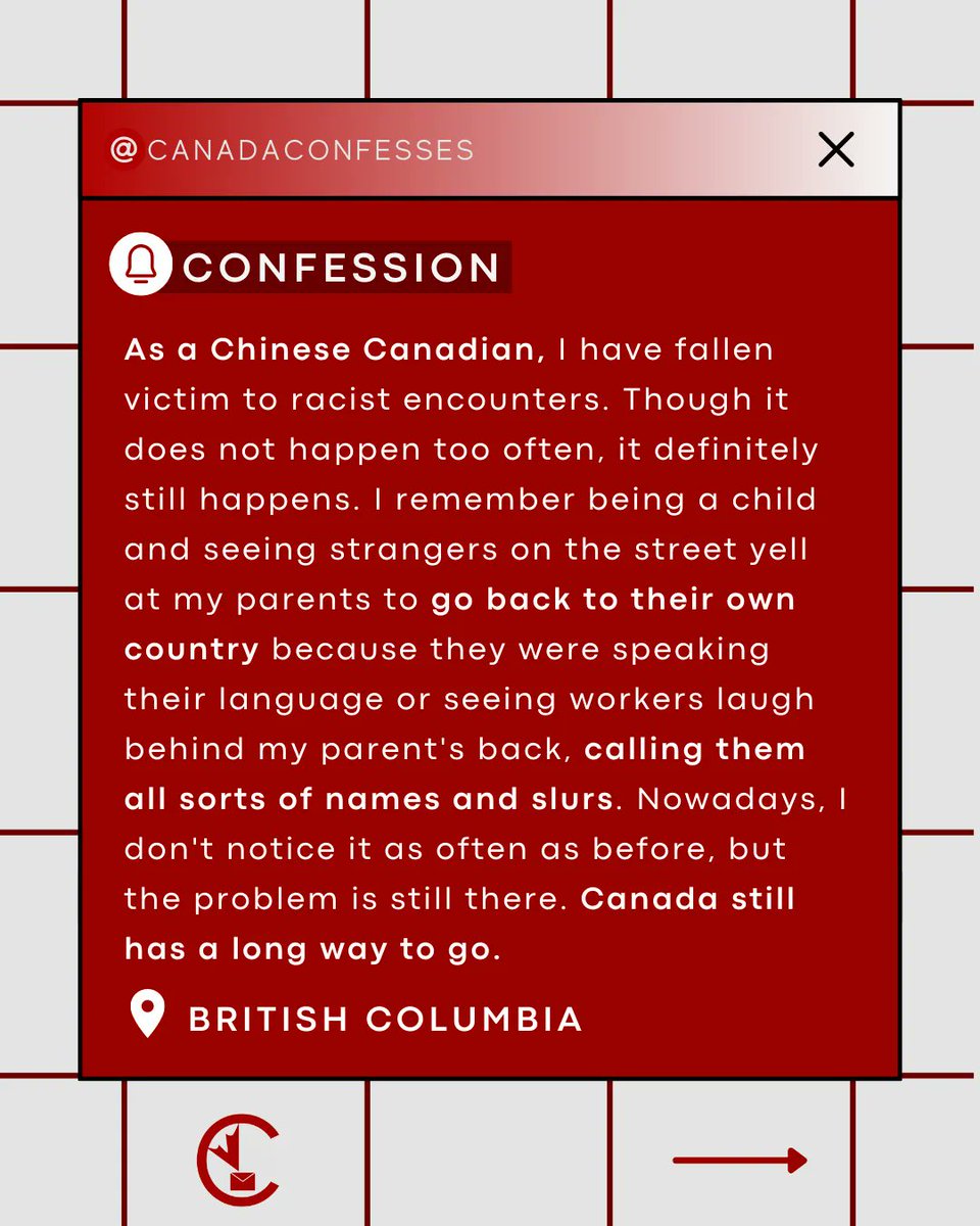 ConfessesCanada's tweet photo. Confession Incoming! This Confession is about Xenophobia in Canada.
#Xenophobia #Racism #Discrimination #Prejudice #Canada #SubtleRacism #Activism #SocialJustice #BIPOC #AntiRacist #Allyship #Sinophobia #AntiAsianRacism #Confession #Resources #AsianCanadians #ChineseCanadians https://t.co/FdzGUbTlDC