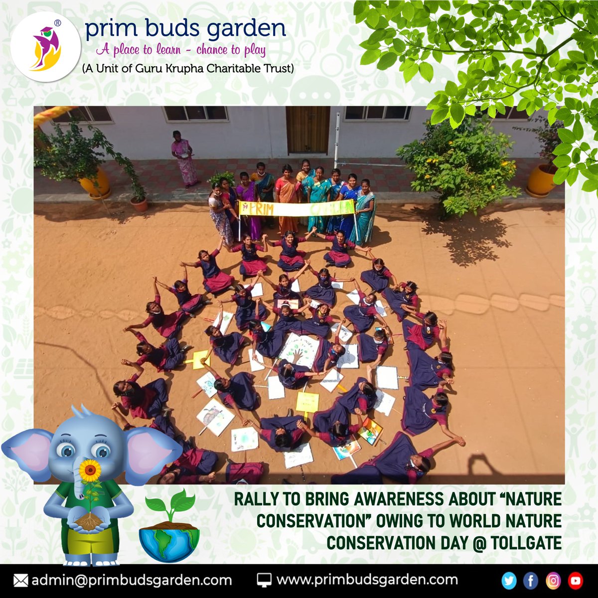 primbudsschool's tweet photo. Rally to bring awareness about nature conservation owing to #WorldNatureConservationDay
Join us for 360' learning...!
#primbudsgardenschools #school #learning #schooltime #kids #feeconcession #schoolwithlessfee #didyouknow #facts #covid19 #rally #nature #conservation https://t.co/h0j23KqoFb