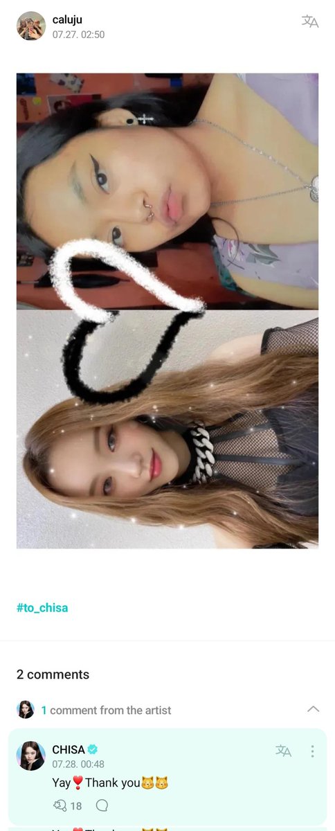 💭 Weverse | 28.07.22

👥: #to_chisa

🐶: Eba❣️Obrigada😽😽