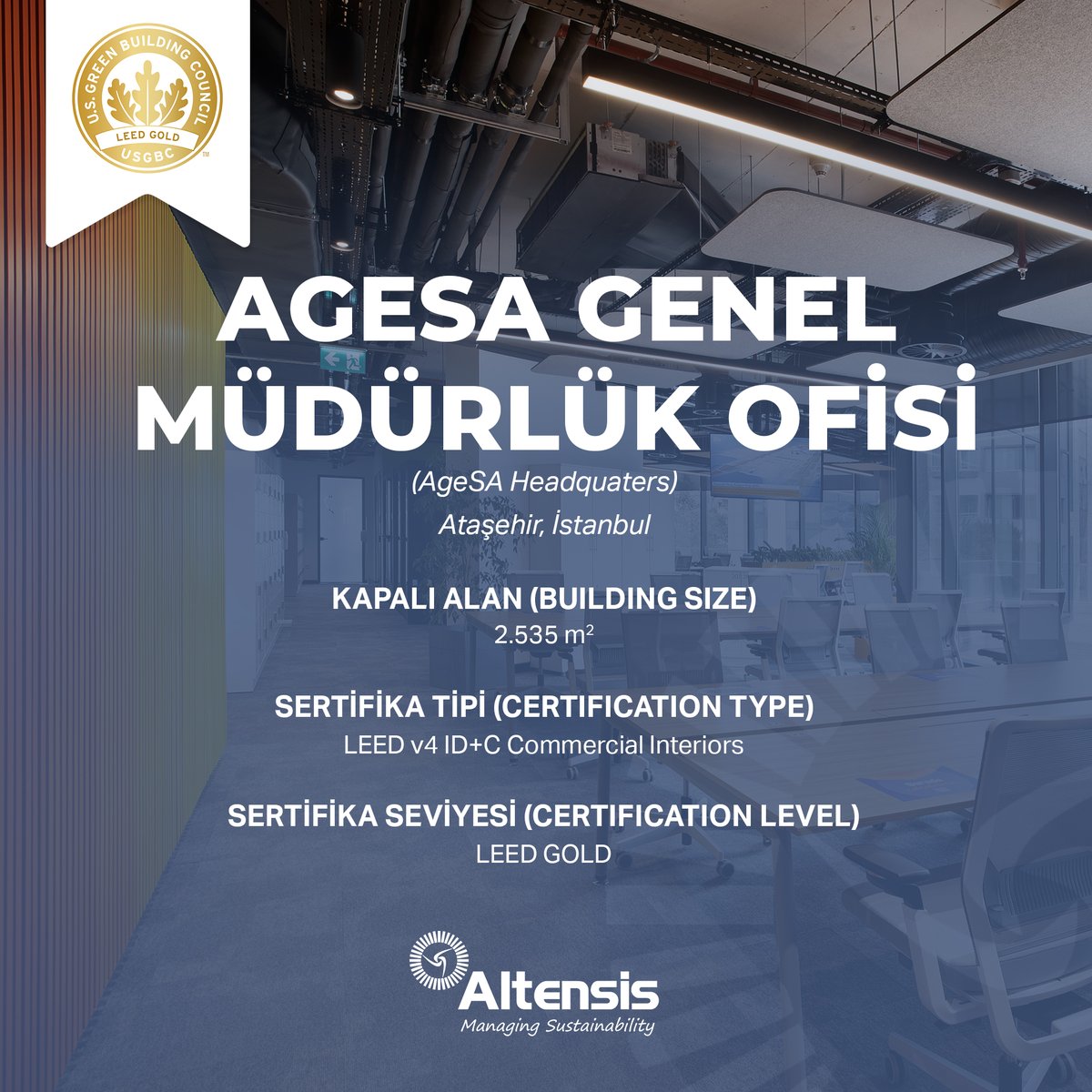 altensis's tweet photo. İstanbul’da bulanan AgeSA Genel Müdürlük Ofisi Mayıs ayında, LEED v4 ID+C: CI kategorisinde "GOLD” seviyesinde sertifika almaya hak kazanmıştır.
Mimar/Architect: ABBA Mimarlık
#tbt #sustainability #engineering #greenbuildings #leed #breeam #leedfellow #carbonemissions #energy https://t.co/DannD2xXGB